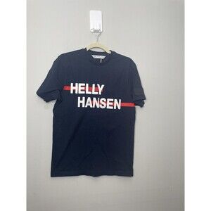 Helly Hansen Shirt Mens Small Blue Logo Graphic Crew Neck Organic Cotton Tee